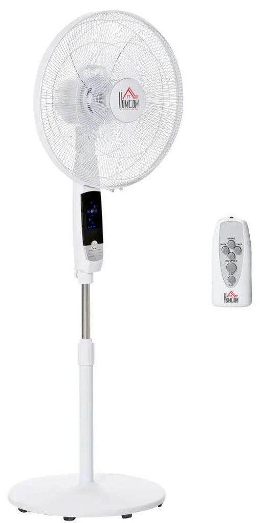 Standventilator - Bodenventilator - Höhenverstellbar 118–138 cm - 85° Oszillation - 3 Geschwindigkeiten 3 Modi - 7,5 h Timer - Weiß