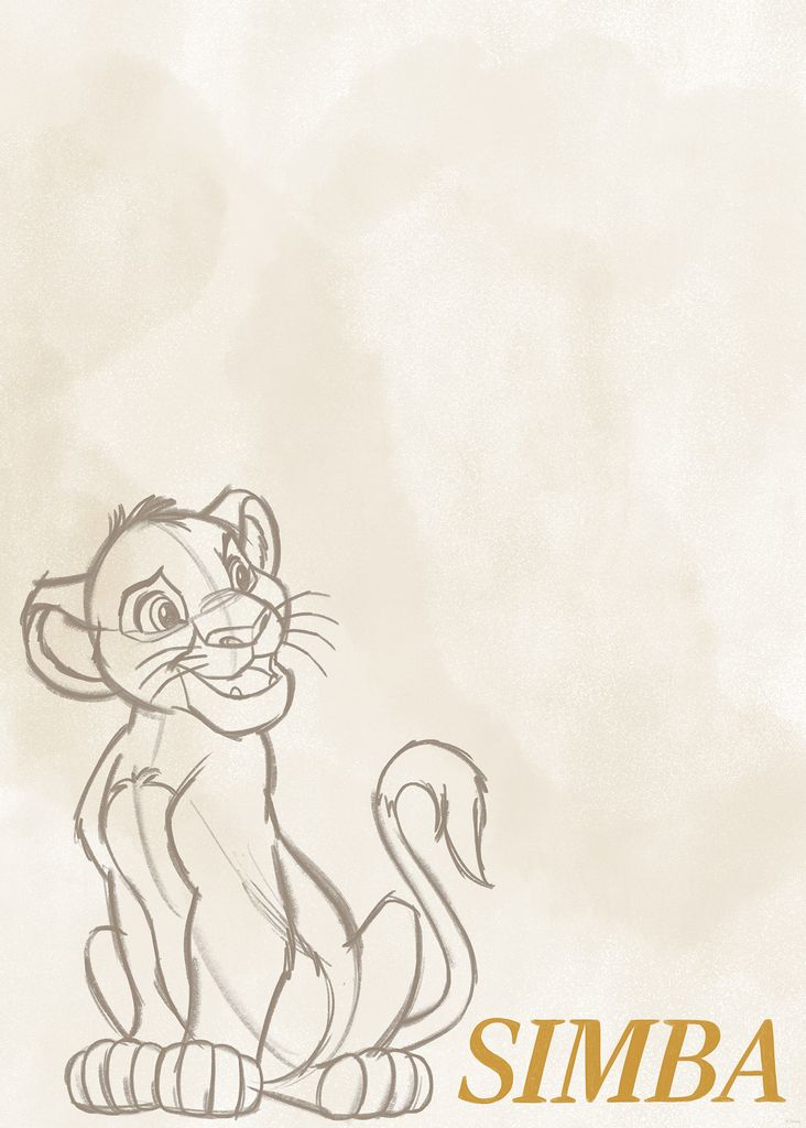 Komar Wandbild- Disney The Lion King Simba Sketch - Größe 50 x 70 cm