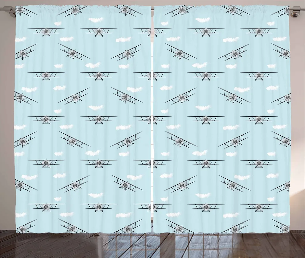 ABAKUHAUS Tenda Design Aerei Retro 280x175cm - Arredo Camera Qualità