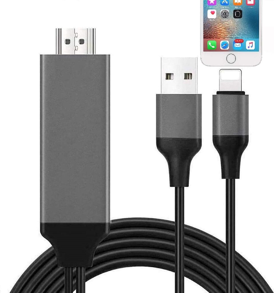 [Apple MFi-] Lightning-auf-HDMI-Kabeladapter, kompatibel mit iPhone, 1080p-Digital-Sync-Bildschirm-Audio- und Videoadapter mit Ladeanschluss für H...