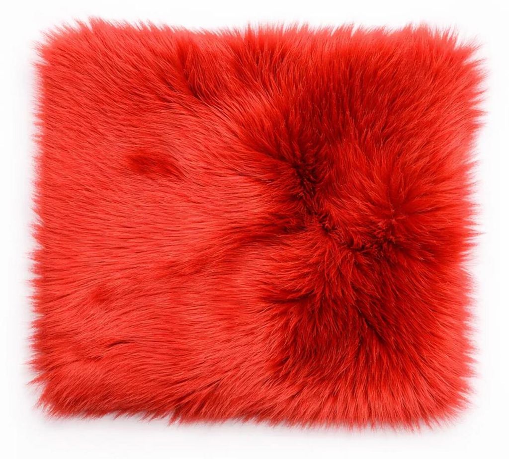 Vegane Fell Sitzauflagen 40x40 cm – Weich, Waschbar, Kissen, Korallenrot