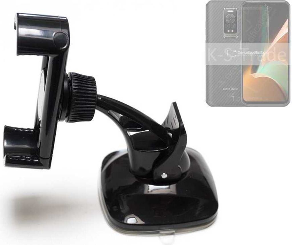K-S-Trade kompakte Handy-Halterung Windschutzscheibe kompatibel mit Ulefone Armor 17 Pro Armaturenbrett schwarz Autohalterung KFZ Halter