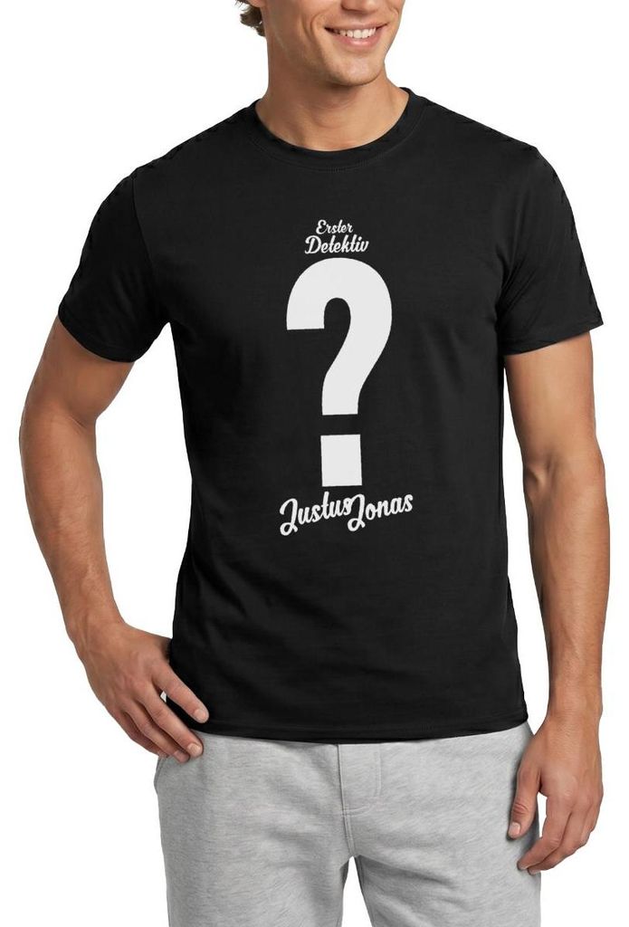 Spreadshirt Die Drei Fragezeichen Justus Jonas Kostüm Männer T-Shirt, 3XL, Schwarz