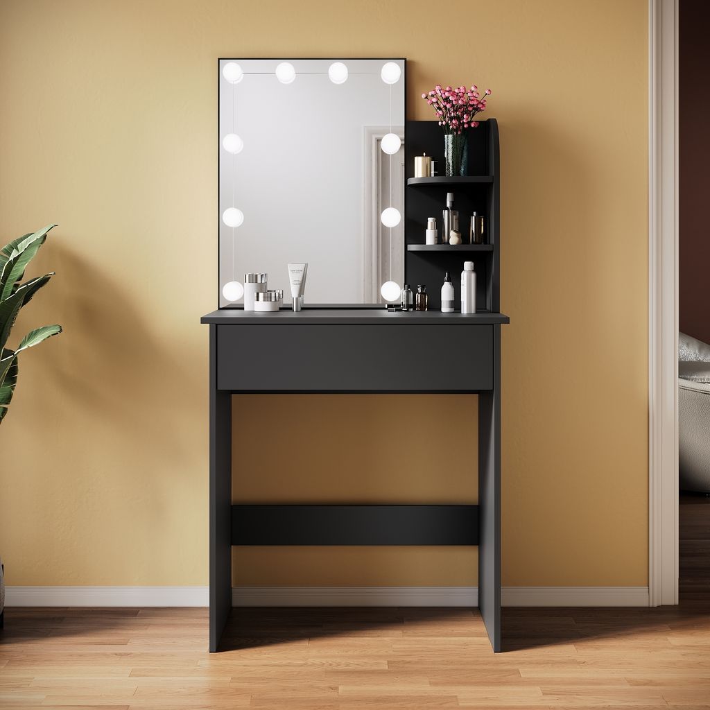 SONNI čierna komoda 70x40x140cm LED svetelná komoda s Obrázok produktu 