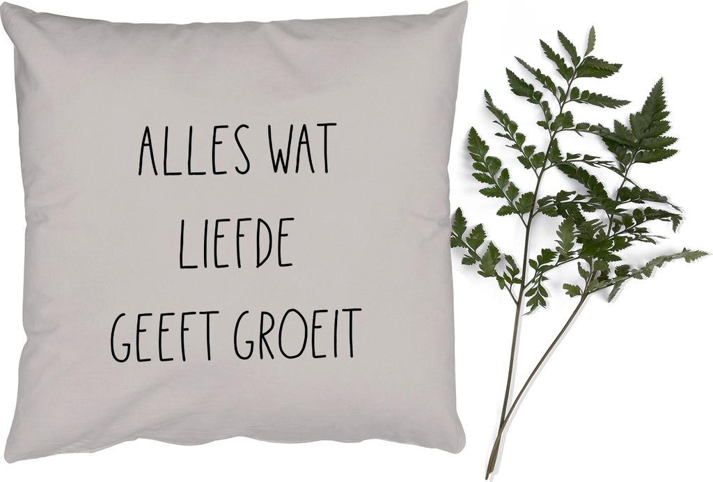 MuchoWow Zierkissen Sofakissen Wohnzimmer Dekokissen 40x40 cm Text - Liebe - Was Liebe gibt, wächst - Zitate - Foto Kissen - Schlafzimmer Dekora...