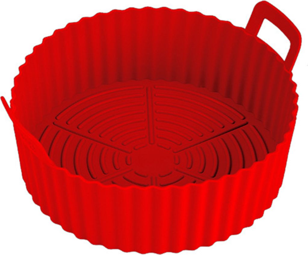 Silikon-Backform-Tablett für Heißluftfritteuse, wiederverwendbare Einlage, Topfschutz mit erhöhtem Rand, Doppelgriffe, antihaftbeschichtet, hitz...