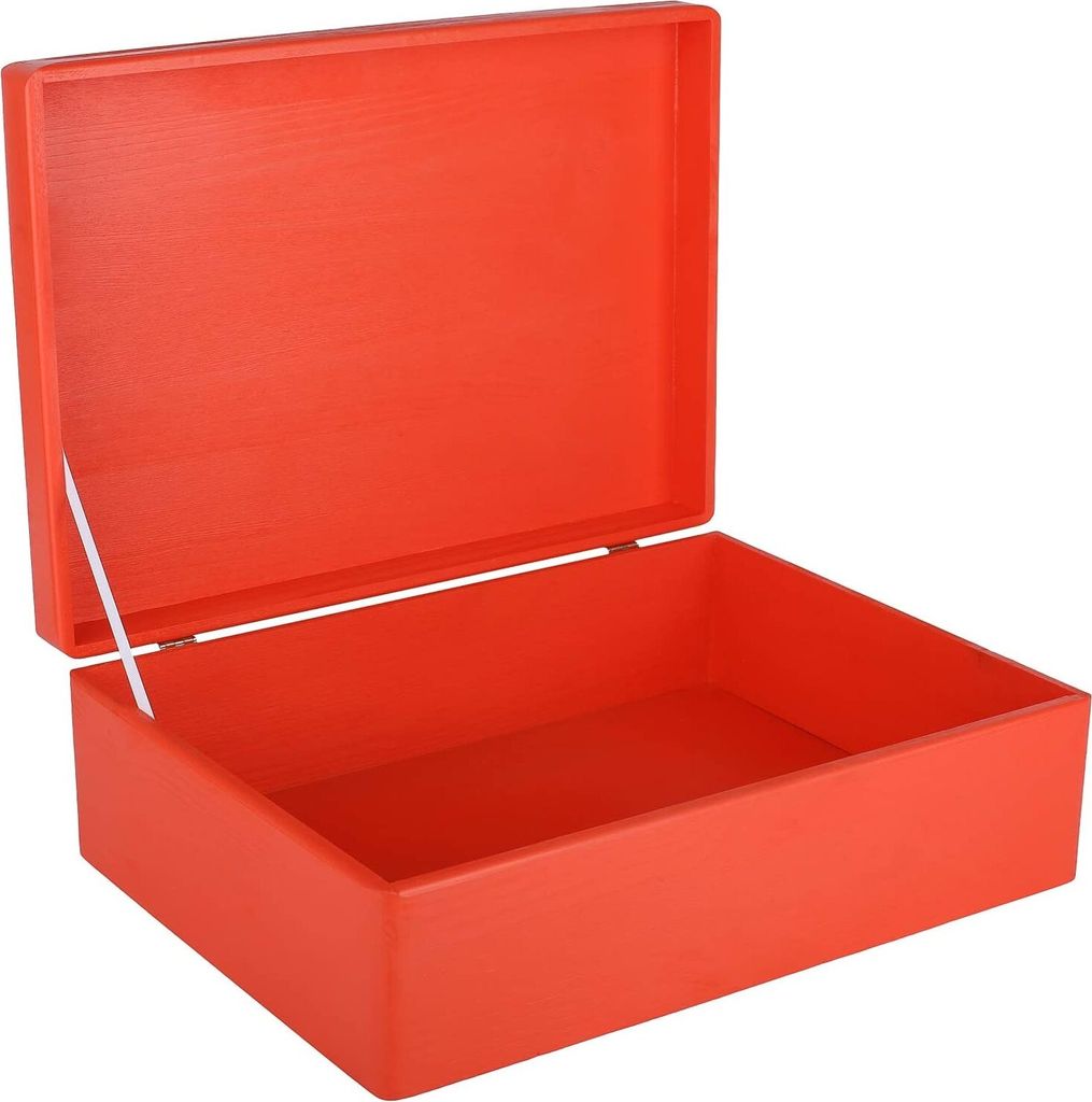 Creative Deco XL Rote Große Holzkiste Aufbewahrungsbox Spielzeug | 40 x 30 x 14 cm (+/- 1 cm) | Mit Deckel zum Dekorieren Aufbewahren | Ohne Griff...