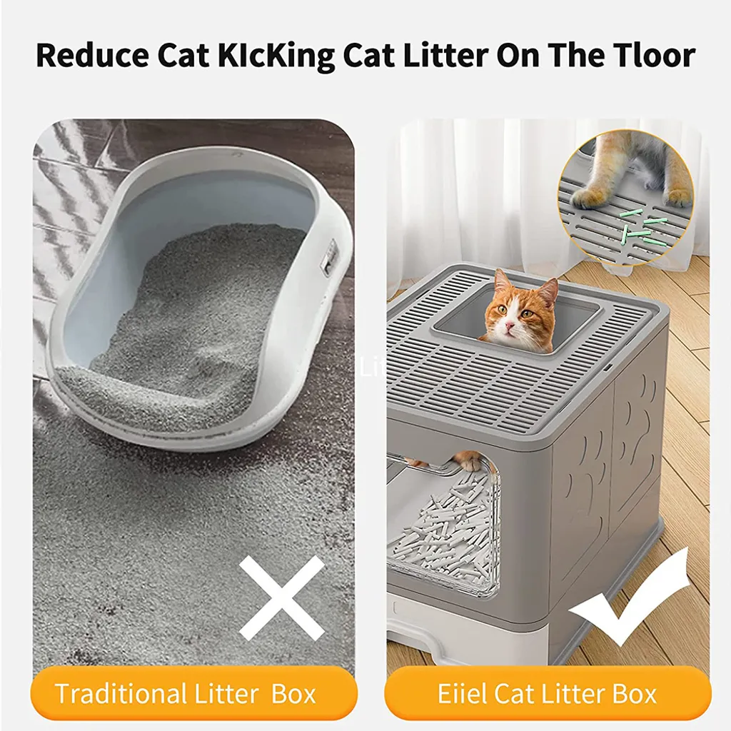 Bac à litière pour chat compact et pliable, idéal pour petit espace