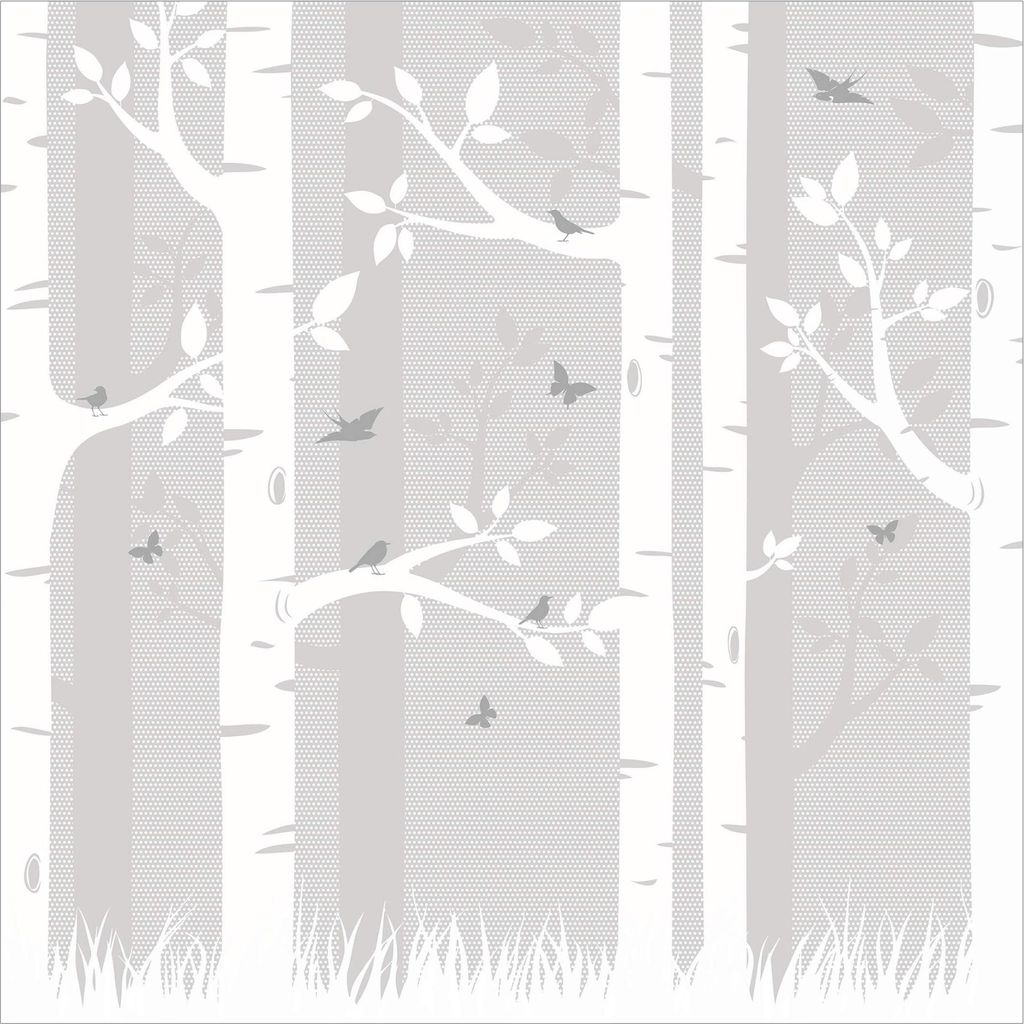 Fototapete Wald - Vliestapete - Bildtapete UV-beständig Design grau Illustration Wandtapete geruchsfrei