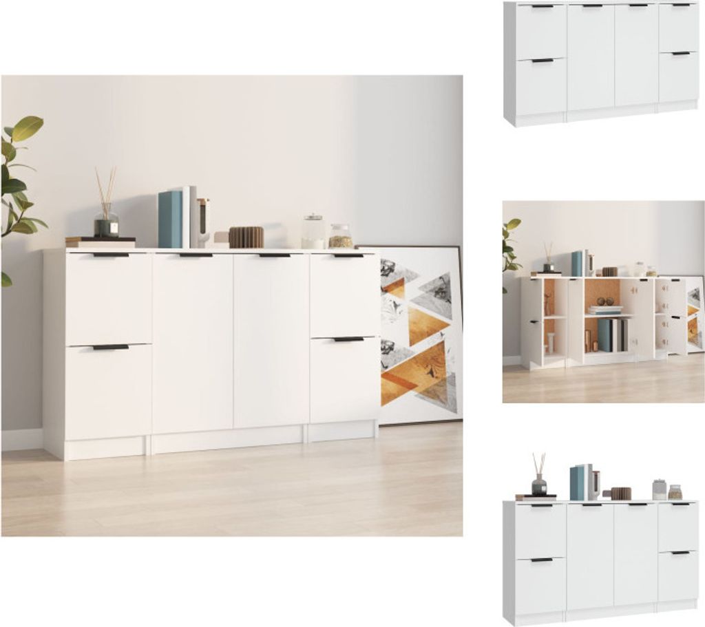 vidaXL Sideboards 3 Stk. Weiß Holzwerkstoff - Sideboards