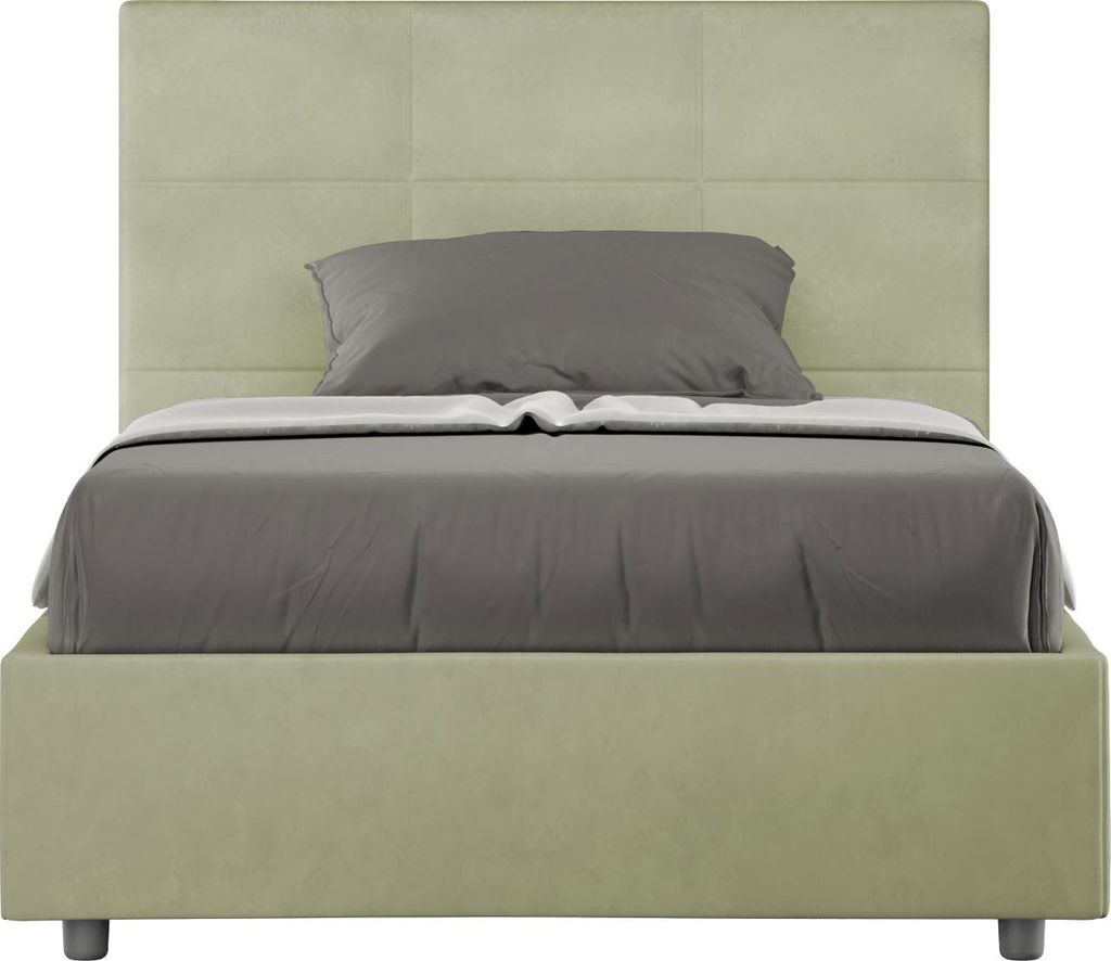 ITYHOME - Gepolstertes Bett mit Bettkasten 120x210 mit Mikrofaserbezug Grün Mika