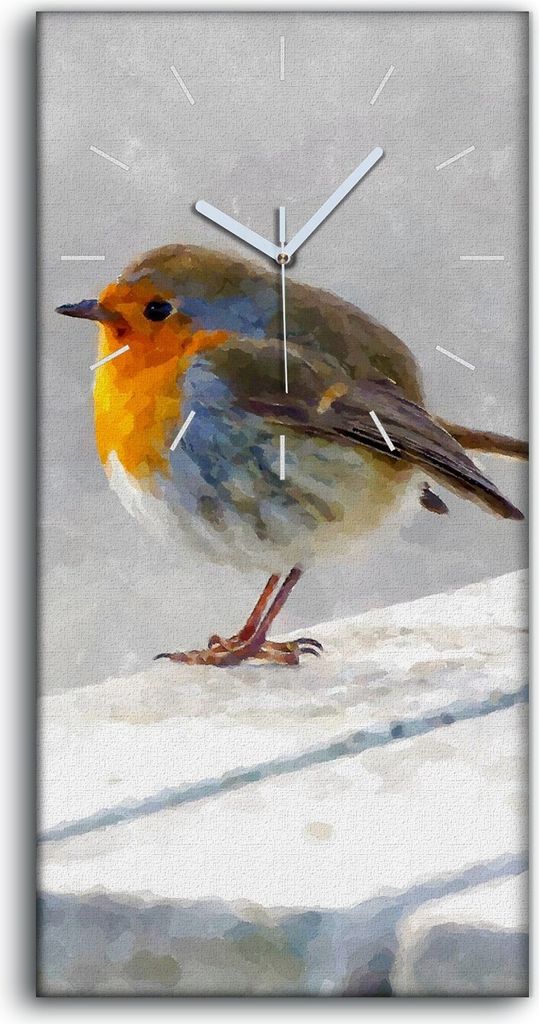 Küche Wohnzimmer Wand Leinwand Uhr 30x60 Gemälde Abstrakte Tier Vogel Schnee - weiße Hände