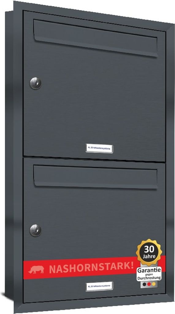2er Briefkasten Anlage Unterputz Montage RAL 7016 Anthrazit