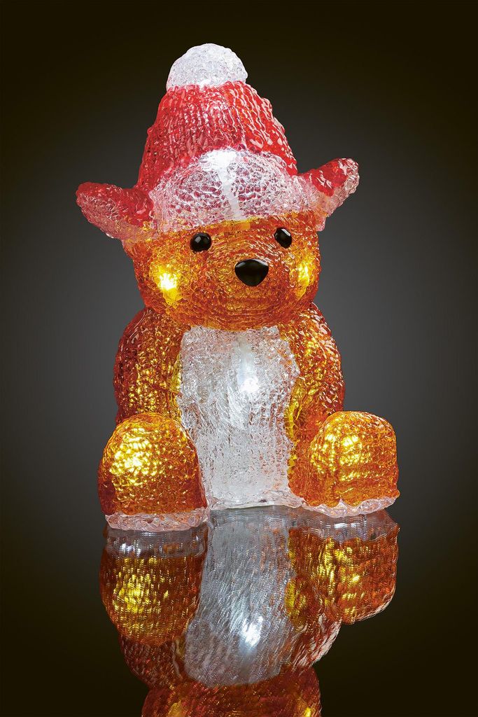 Bär beleuchtete Figur aus Acryl mit LED für Deko Weihnachten Garten außen 