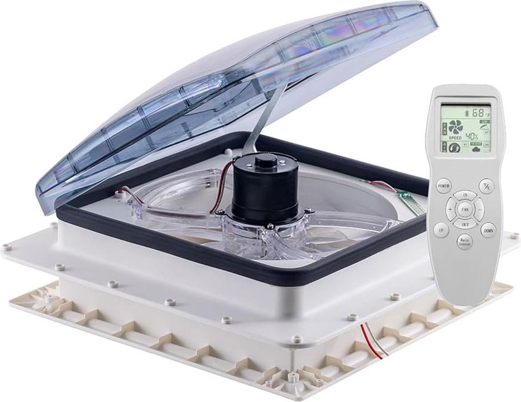 Wohnmobil Dachlüfter mit automatischem Regensensor, leistungsstarker Abluftventilator, 10 Geschwindigkeitsstufen, 12V, Schutz vor Regen