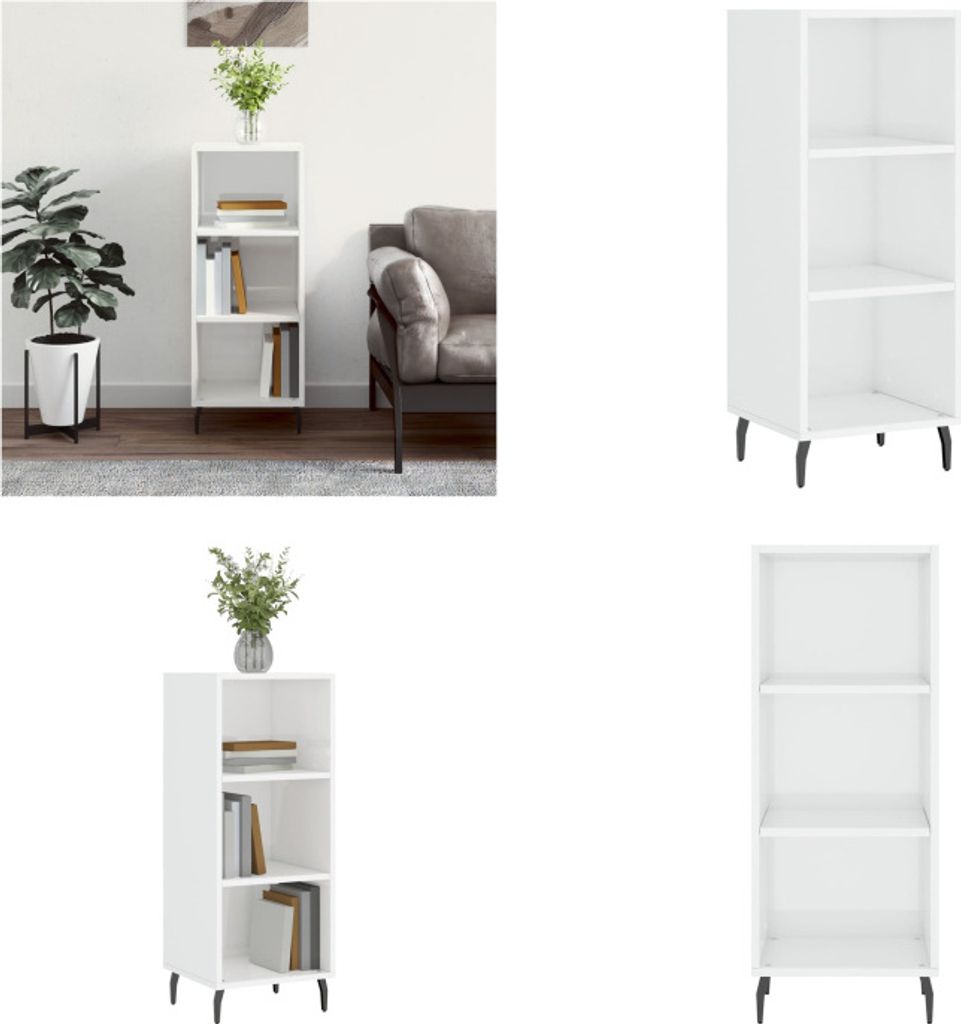 vidaXL Sideboard Hochglanz Weiß 34,5x32,5x90 cm Holzwerkstoff - Sideboard - Sideboards - Schrank - Lagerschrank