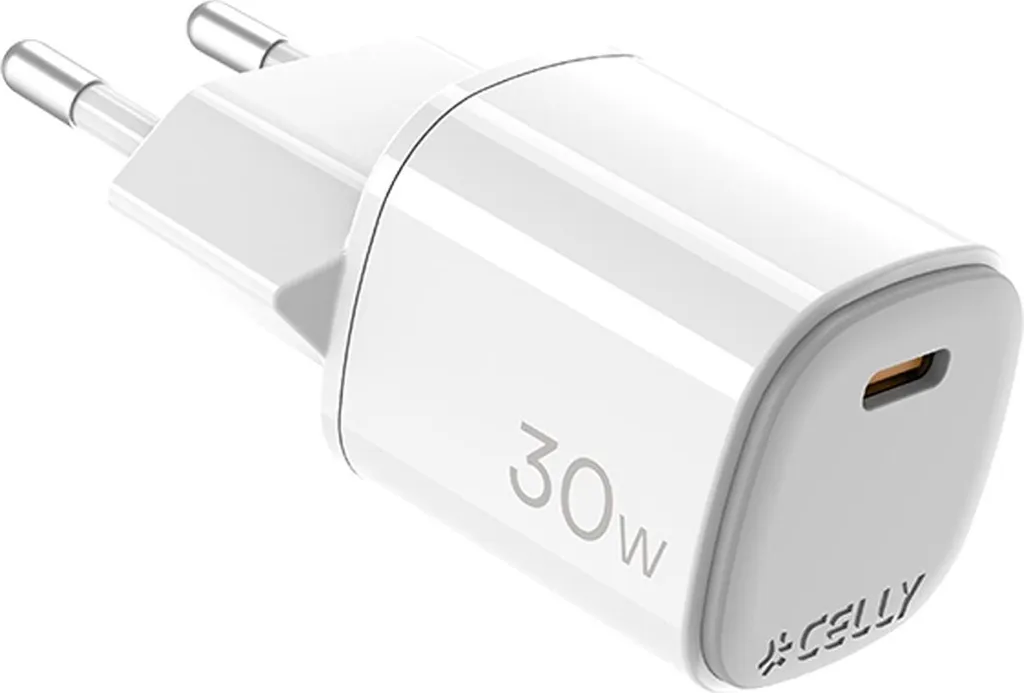 Celly Caricatore USB-C 30W Bianco - Sicurezza e Rapidità per la Famiglia
