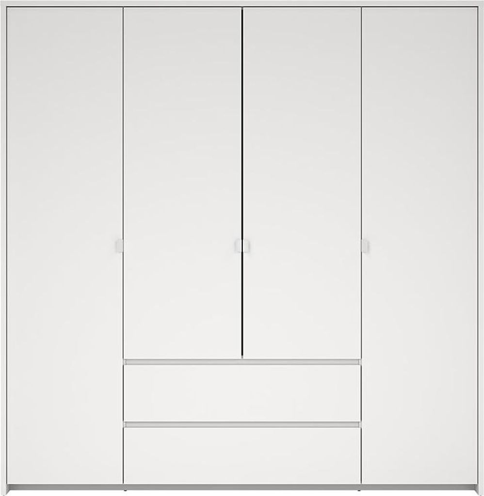 Next Kleiderschrank 4 Türen 2 Schubladen 197x200cm weiß.