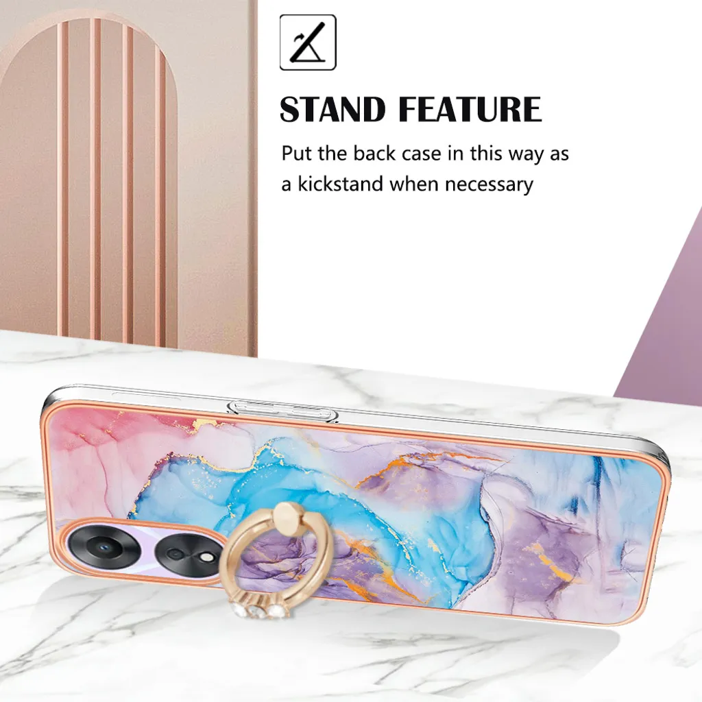 Cover Blu Oppo A78 5G con Ring Holder - Design TPU Anti-Caduta - 3