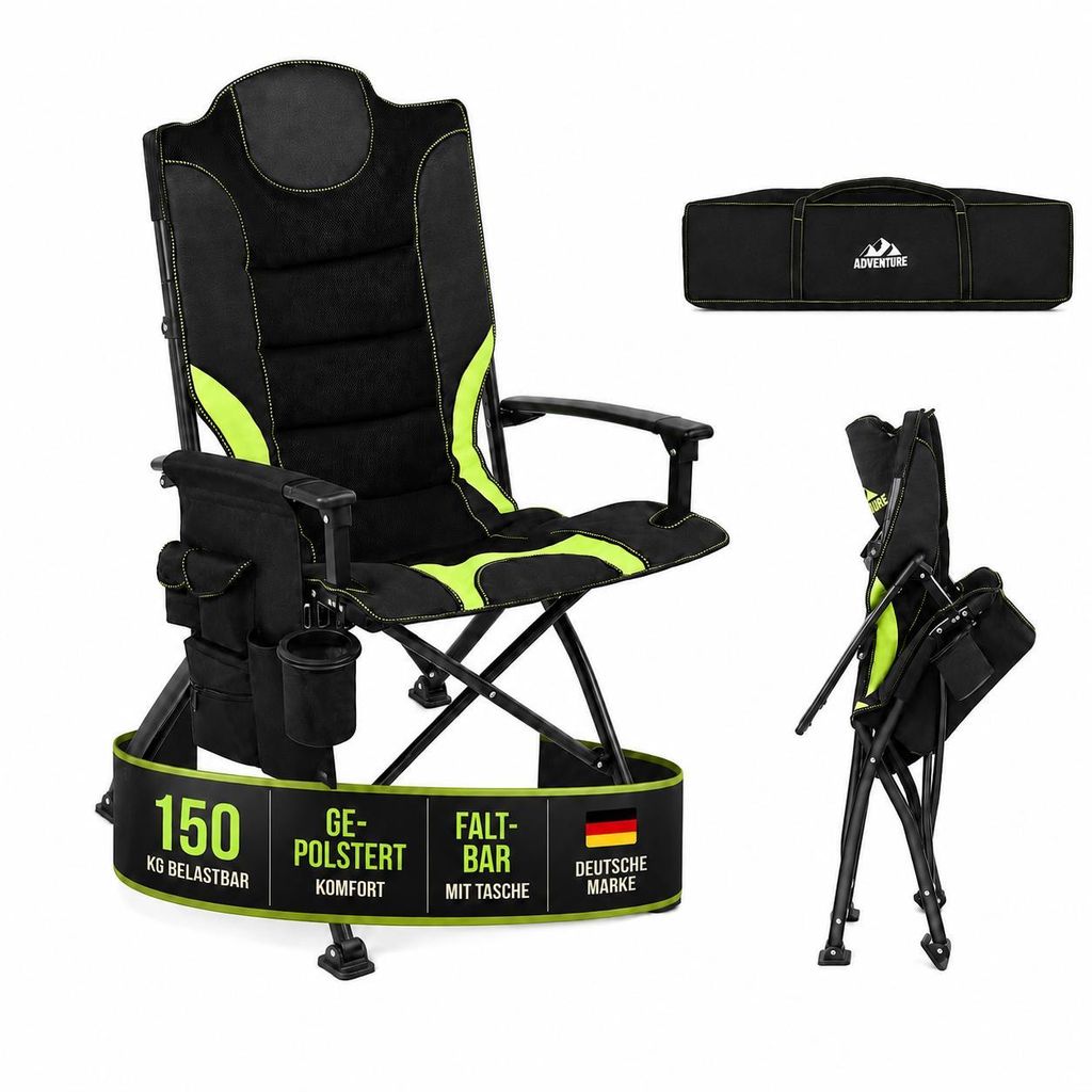 ONBEST Campingstuhl faltbar | 150 kg | inklusive Tragetasche | Rückentasche | Stahlgestell | Wasserabweisend