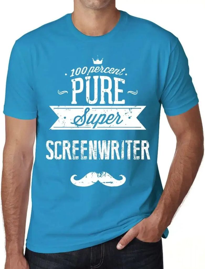 Herren Grafik T-Shirt 100%ige Super-Drehbuchautorin – 100% Pure Super Screenwriter – Öko-Verantwortlich Vintage Jahrgang Kurzarm Lustige Druck
