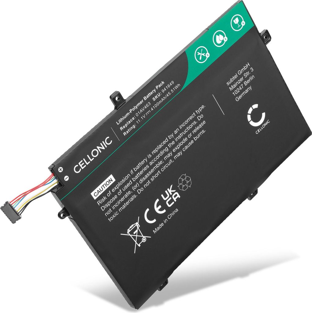 CELLONIC 1x Akku für Notebook Kompatibel mit Lenovo ThinkPad L480, ThinkPad L490, Thinkpad L14 Gen 1, L17L3P52 - (4100mAh, 11.1V)
