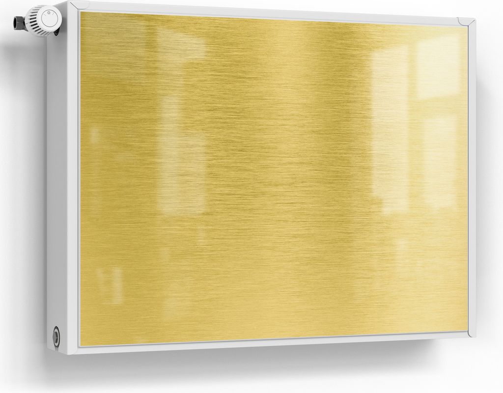 DEQORI Magnetmatte Heizung Standard 80x60 cm 'Gebürstete Goldoberfläche' Magnetfolie
