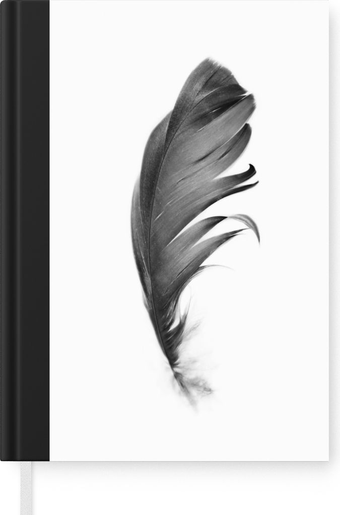 MuchoWow Notizbuch Tagebuch Haushaltsbuch Notebook A5 Feder - Schwarz - Weiß - Natur - Notizblock - Notizheft - Notebook - Schreibblock - Papier