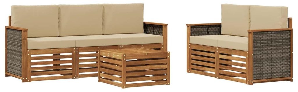 vidaXL Sofagarnituren mit Kissen 6 pcs Massivholz Akazie