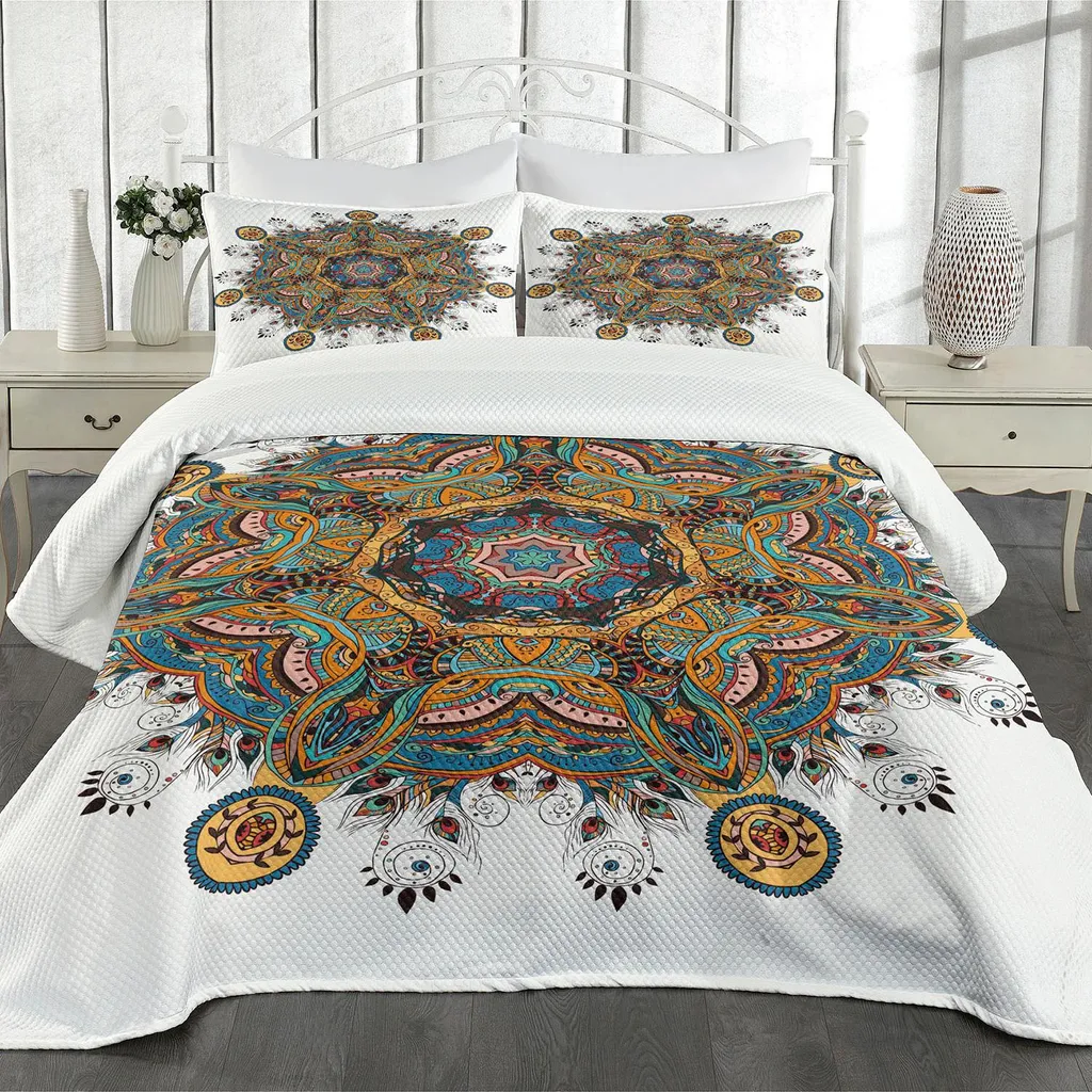 ABAKUHAUS Set Copriletto 170x220 cm Mandala Tribale Bohémien - 2