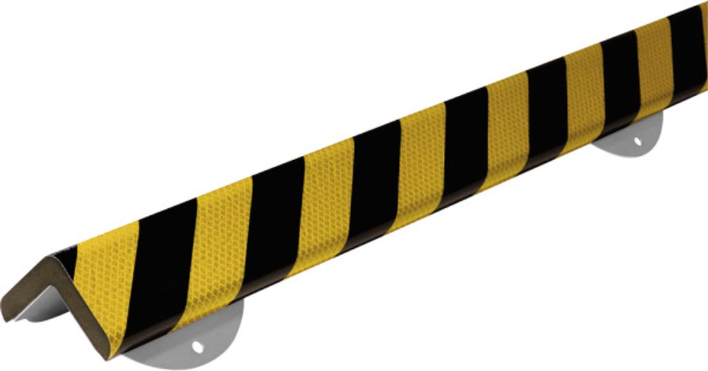 Warn- und Schutzprofil Typ H+ auf Edelstahlträger, g/s refl., 60x60 mm,Länge 1 m