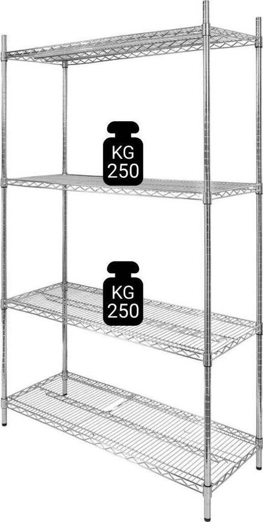 Chromregal 4 Böden 90x45x180 cm bis 360 kg je Ebene