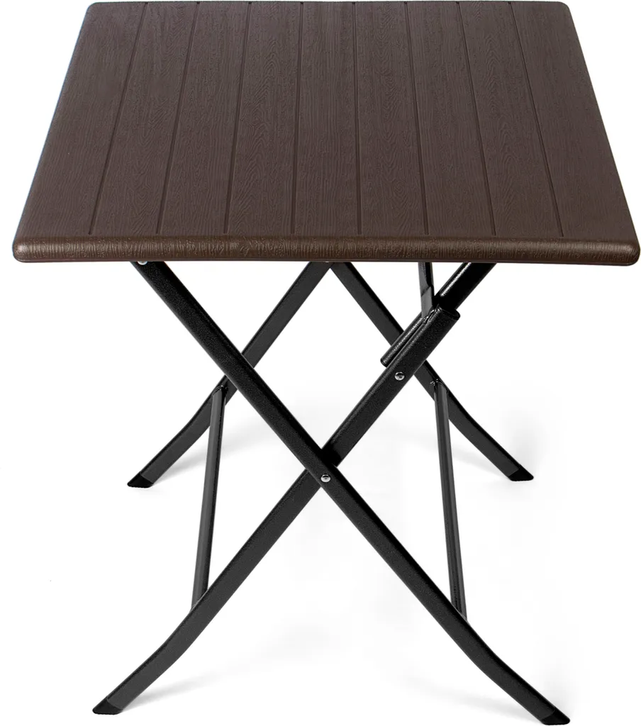 Table d'appoint pliable aspect bois marron résistante aux UV - 10