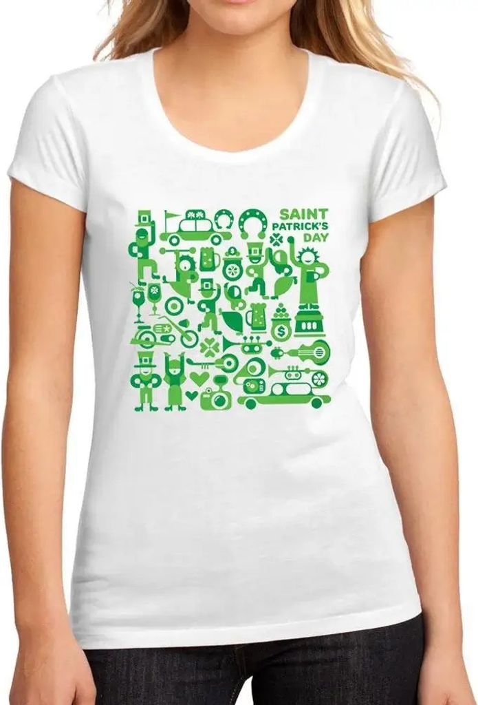 Damen Grafik T-Shirt St Patrick's Day-Symbole – St Patrick's Day Icons – Öko-Verantwortlich Vintage Jahrgang Kurzarm Lustige Druck Geburtstag ...
