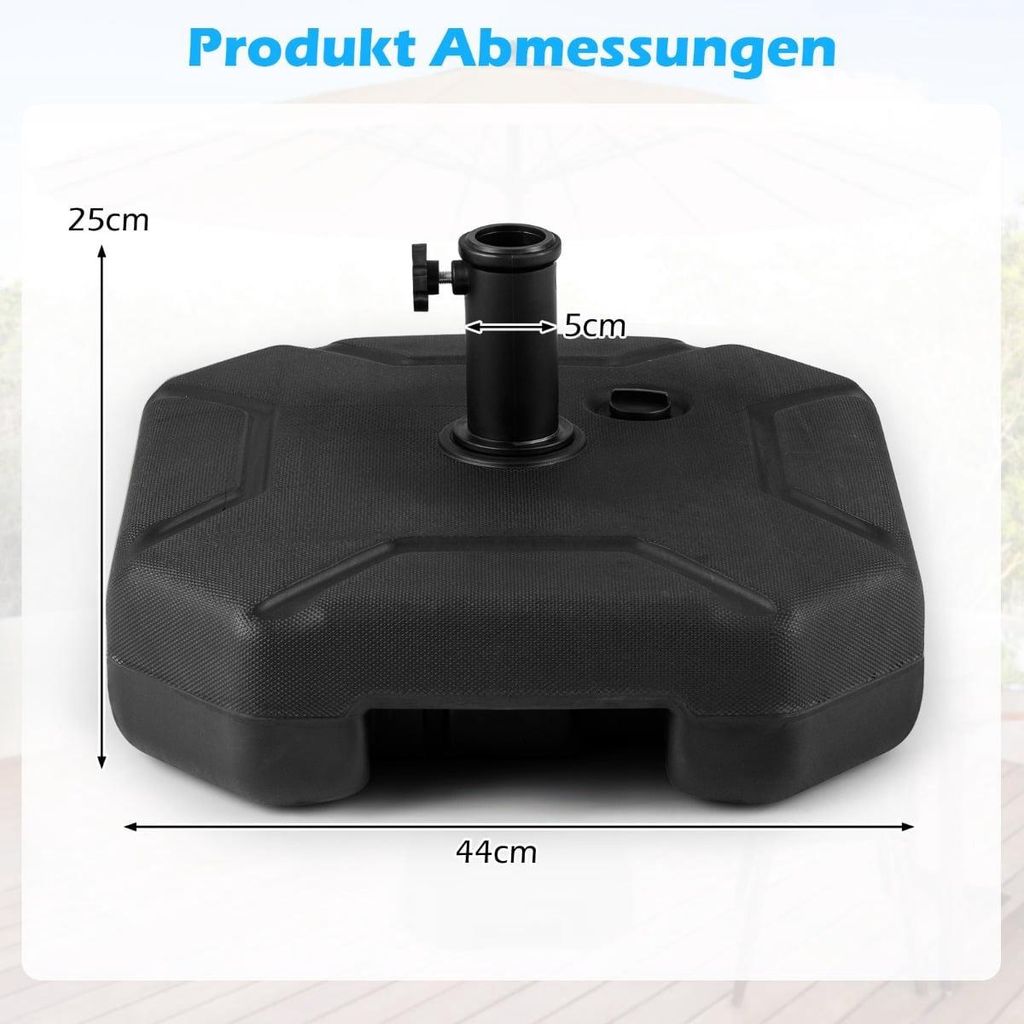 Plnitelný podstavec pro slunečník, 17,5 l vody nebo 30 kg Obrázek produktu 