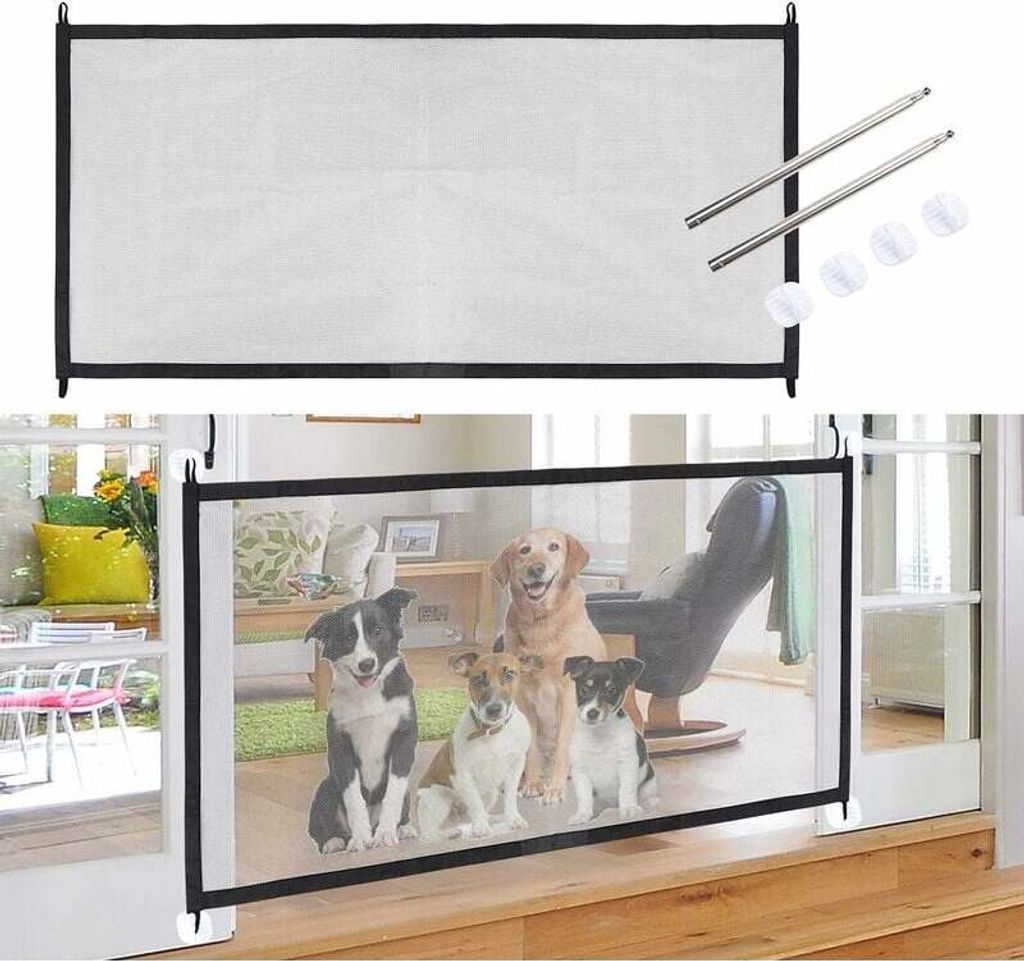 Hundezaun aus Netzgewebe, erweiterbares Sicherheitstor für Hunde, Kinderzaun, Haustiernetz, faltbar, tragbar, Türzaun, Treppe, Hundetor – Adélala