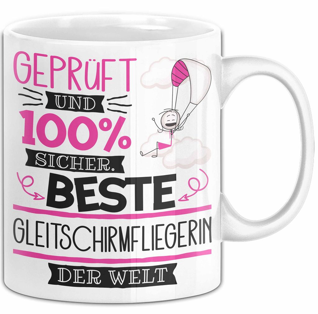 Beste Gleitschirmfliegerin Der Welt Tasse Geschenk für Eine Gleitschirmfliegerin Und Sicher Geschenkidee Geburtstag Weihnachten (Weiß)