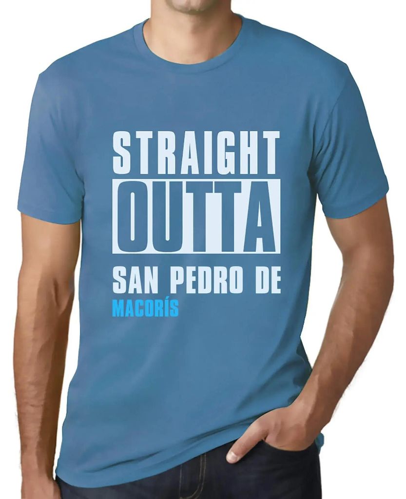 Herren Grafik T-Shirt Straight Outta San Pedro De Macorís Öko-Verantwortlich Vintage Jahrgang Kurzarm Lustige Druck Geburtstag Geschenk Mann