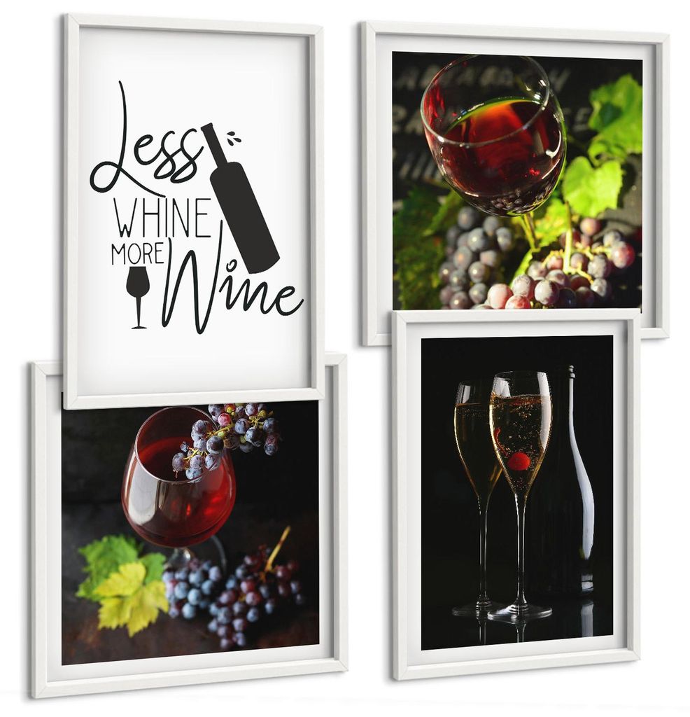 Bilder Set 4-teilig im weißen Rahmen – Wandbilder 4 Stück – gerahmte Poster für Wohnzimmer, Schlafzimmer und Flur – 50x50 cm - 40x60 cm ...