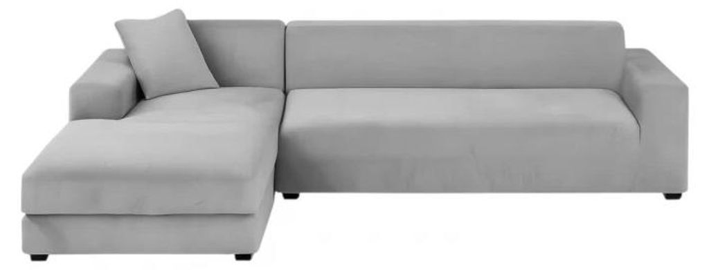 Ruhhy 26037 Elastischer Bezug für Ecksofa 145–185 cm, Kissen 45 x 45 cm, dunkelgrau