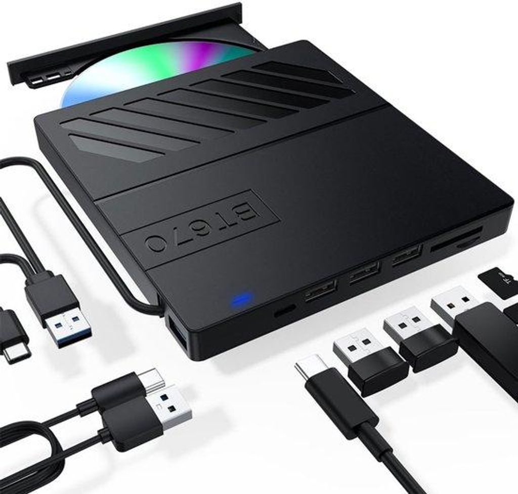 USB-Laptop-CD/DVD-Les-/Brenner-7-in-1-Gerät mit Lochinhaltsfach