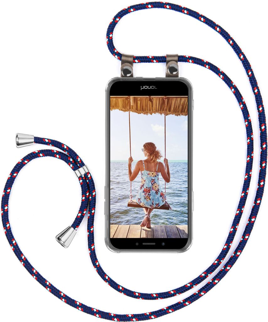 UMHÄNGEHÜLLE + KORDEL für Huawei Honor 6X, Farbe:Blau Weiss Rot