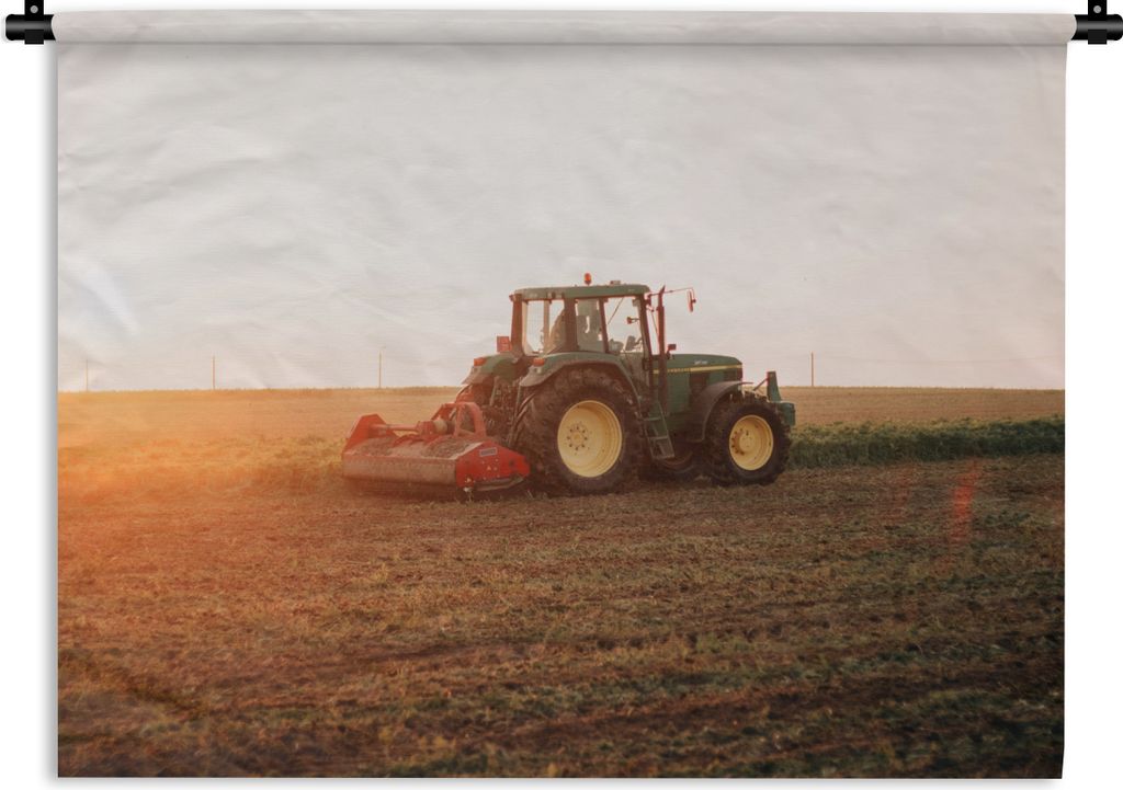 MuchoWow Wandteppich Wandbehang Traktor - Feld - Bauernhof - Landwirt - Horizont 120x90 cm Tapisserie Dekoration Wandtuch - Wohnen - Aufhänger f...