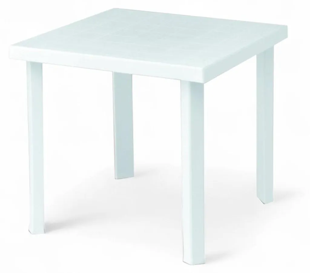 Table Rozoda blanche 79x79cm résistante aux UV et intempéries en résine