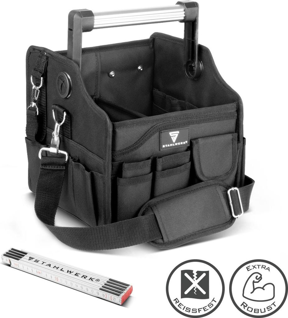 STAHLWERK Werkzeugtasche 14 Außentaschen 2 Innenfächer robuste Elektriker-Tasche