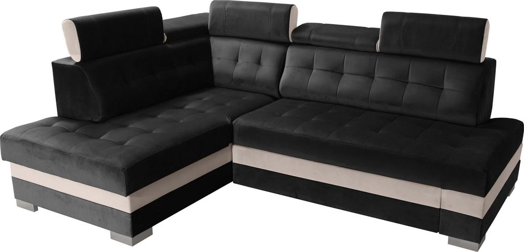 Robin Paris Ecksofa mit Schlaffunktion Bettkasten 5 Verstellbare Kopfstützen Sofa L-Form Schlafsofa Freistehende Eckcouch Schlafcouch Wohnzimmerm...