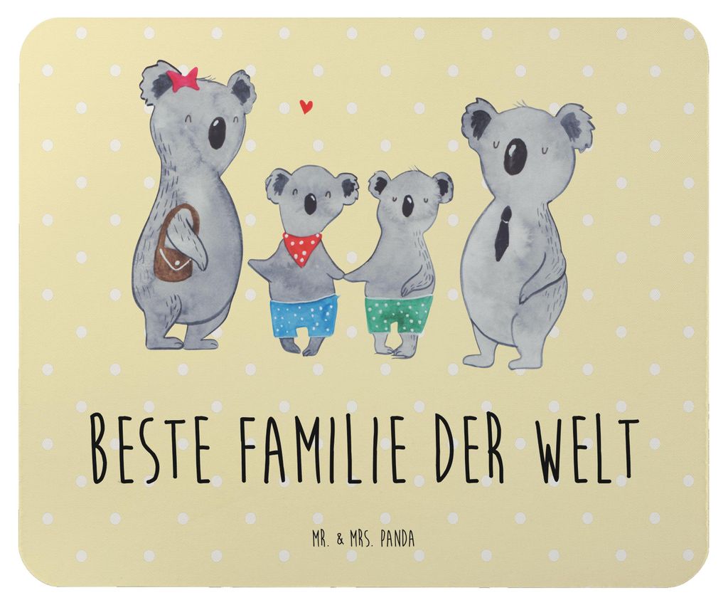 Mr. & Mrs. Panda Mauspad Koala Familie zwei - Gelb Pastell - Geschenk, laptop, pc mousepad, computermatte, Mouse Pad, Muttertag, Familienzeit, Zusa...