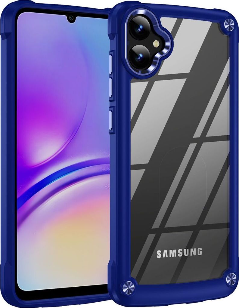 Hülle für Samsung Galaxy A06 Hybrid Transparente PC Robust TPU Bumper Stoßfest Schutzhülle Blau