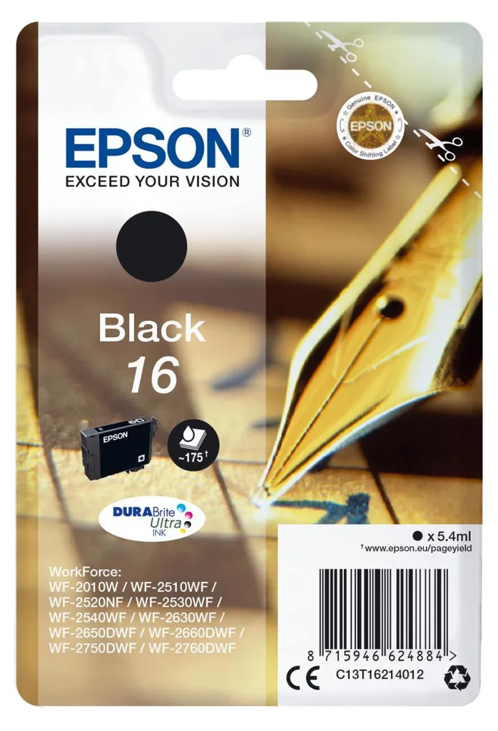 Cartuccia Epson 16 Nero Originale Penna e Cruciverba DURABrite Ultra