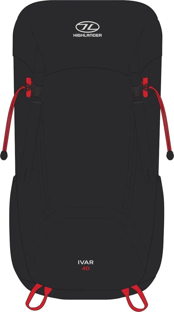 Highlander Sac à dos Ivar Noir 40 Litres - Équipement Randonnée Homme